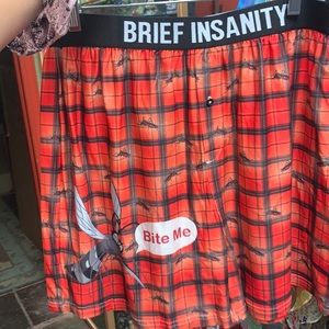 Brand new pair of brief insanity, bite, me mosquito boxers super funny